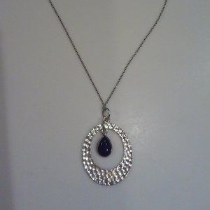 Argento Vivo  Necklace w/Black Teardrop Stone
